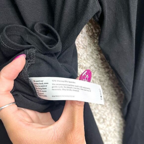 Eileen Fisher Top Women’s Medium Black Mock Neck Long Sleeve Side Slit Tunic - Picture 5 of 5